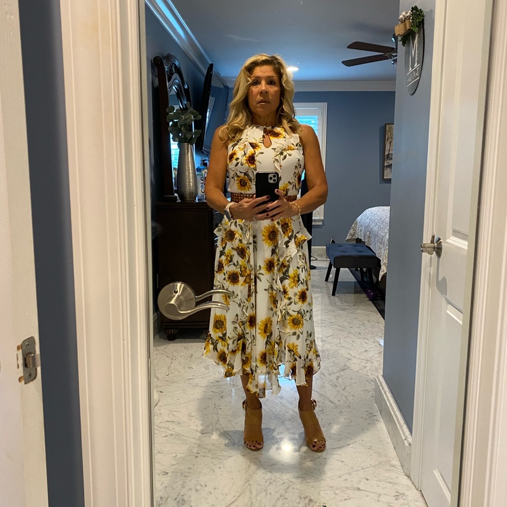 WHBM sunflower tea length dress